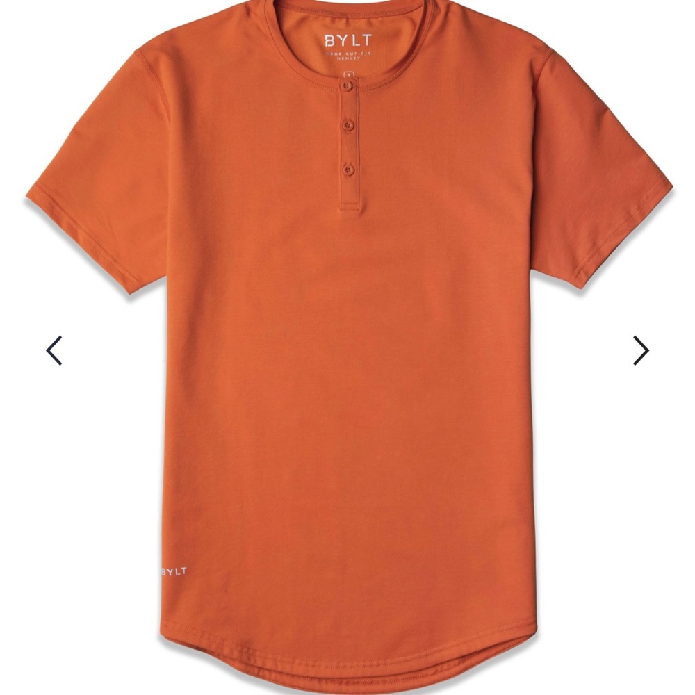 Bylt Basics Drop Cut: Lux Henley Shirt - Orange - Size Large